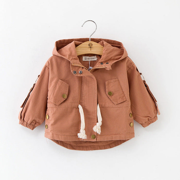 Children's European And American Solid Color Trench Coat