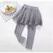 Children's Fake 2 Girls Leggings Cotton Lace Skirt Pants