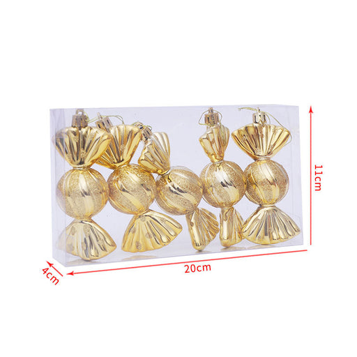 Christmas Decoration Gift Box Electroplating Candy Props Pendant 5 Pcs 1 Box
