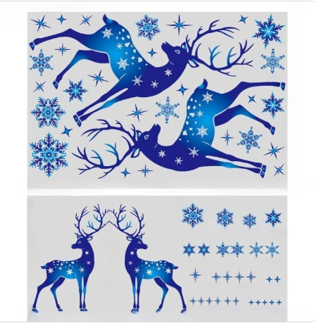 Christmas Elk Snowflake Sticker Decoration Glass Window Kids Room Christmas Wall Stickers Home Decals Decoration