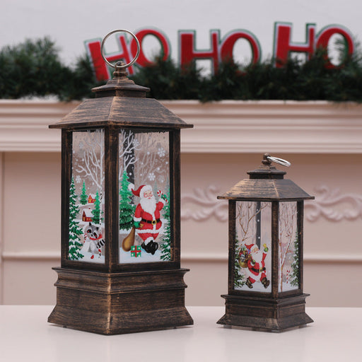 Christmas Flame Storm Lantern Elderly Decoration LED Luminous Ornaments Candlestick Lamp