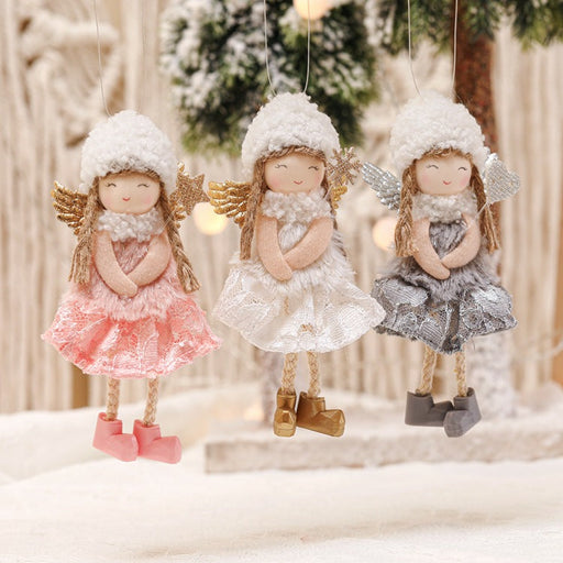 Christmas Lace Angel Doll Christmas Tree Small Pendant Lift Snowflake Girl Christmas Show Window Decorations Accessories