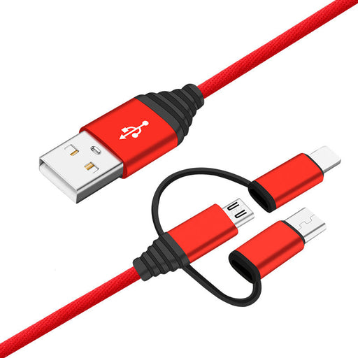 Cloth Woven Three-in-one Fast Charge Data Cable Suitable For Android TYPE-C Mobile Phone Charging Cable