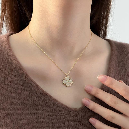 Clover Necklace Female Clavicle Opal Pendant