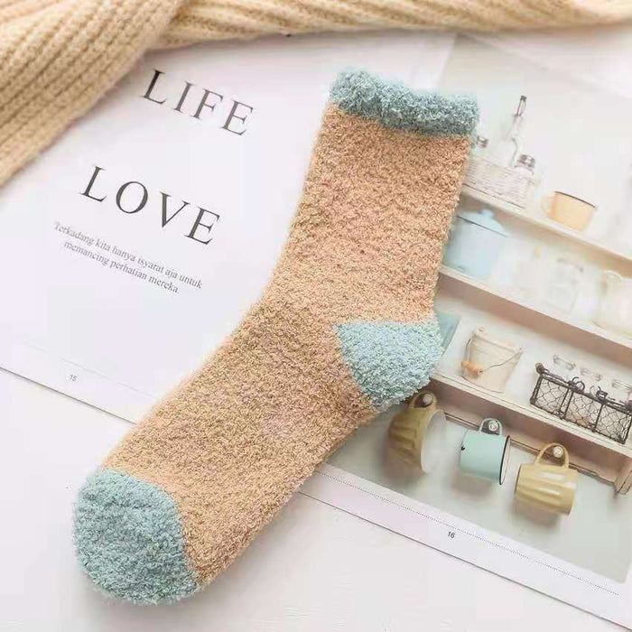 Color Twist Coral Fleece Winter Tube Socks