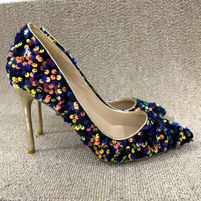 Colorful Beads Celebrities Pointed Stiletto Pumps High Heels