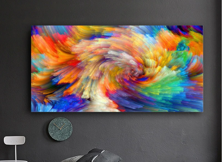 Colorful Rainbow Waves Print Painting
