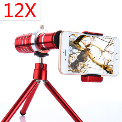 Compatible With , Manufacturers Wholesale 12 Times Mobile Phone Lens Chinese Red 12X Telescope Photography Long Focus Lens Camera Phone Accessories