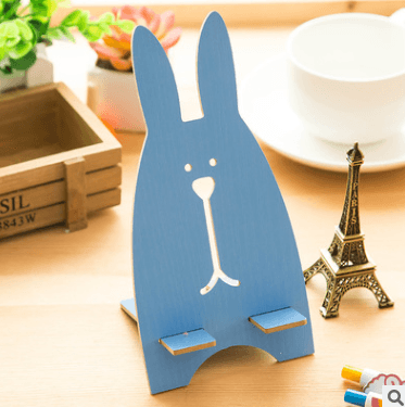Compatible with Apple, Cartoon Wooden Universal Portable Light Weight Rabbit Mobile Phone Tablet Desktop Holder Stand Lazy bracket For iPhone 7 Xiaomi
