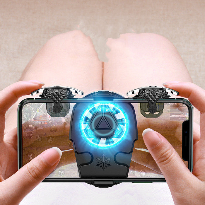 Compatible with Apple, Multi-function Mobile Phone USB Game Cooler System Cooling Fan Gamepad Holder Stand Radiator for IPhone Huawei Samsung Phone