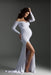 Cotton Maternity V-neck Slit Tail Dress