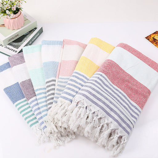 Cotton striped beach towel 100x180cm