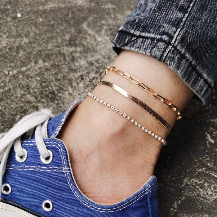 Creative New Personality Multi-layer Chain Full Drill Anklet
