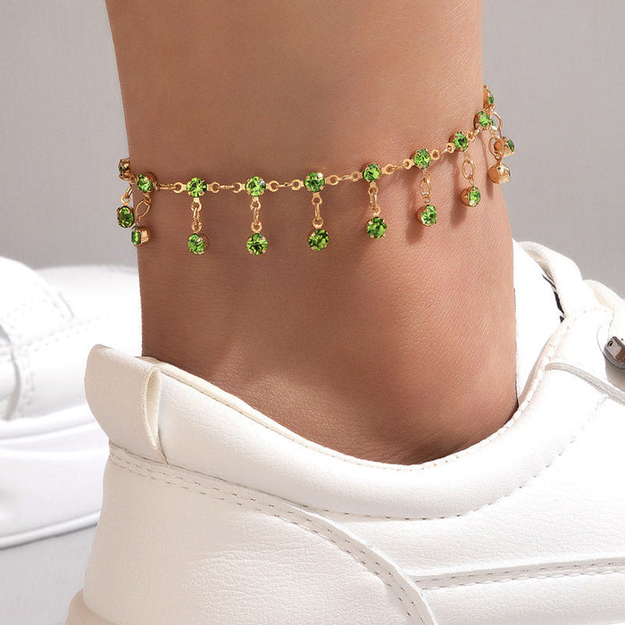 Creative Simple Alloy Anklet With Diamond Tassle Fashion Foot Ornaments