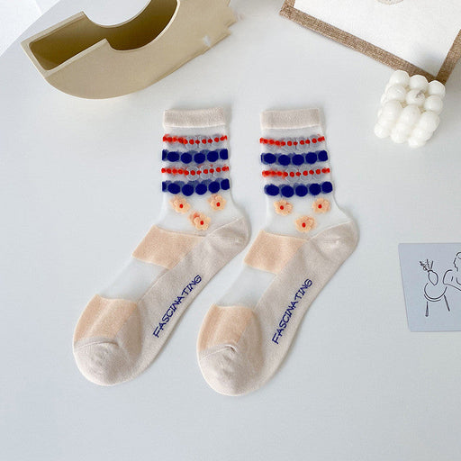 Crystal Socks Women's Summer Thin Long Flower Socks Zhuji Socks