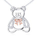 Cute Hollow Out Bear Pendant 925 Silver Necklace