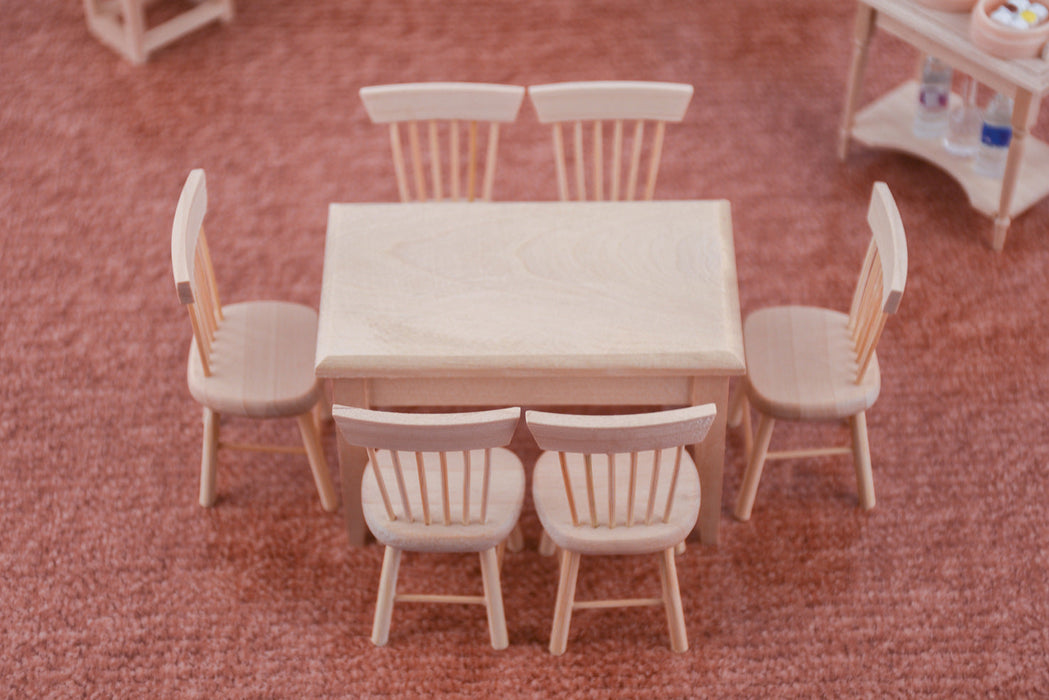 Doll House Mini Furniture Wooden Handmade Miniature Table And Chair Models