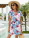 Dolman Sleeves Dress Summer Printed Drawstring V-Neck Beach Dresses For Women