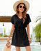 Dolman Sleeves Dress Summer Printed Drawstring V-Neck Beach Dresses For Women