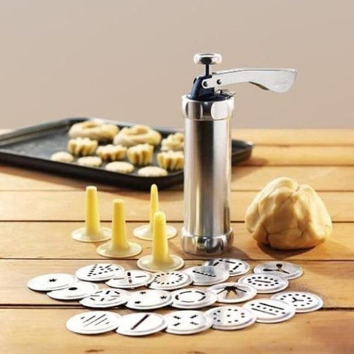 Domestic Cookie Press Kit Stainless Steel Cookie Press Making Gun Biscuits Cake Mold