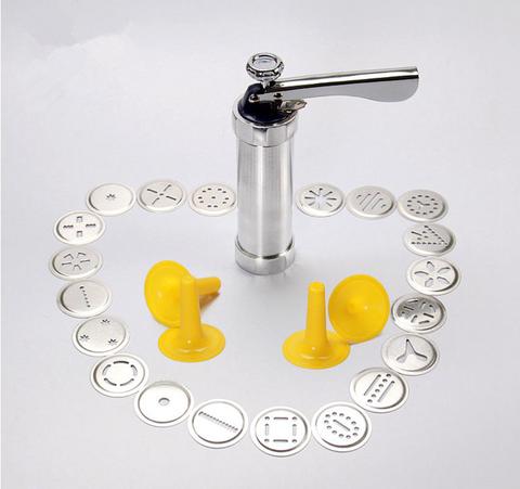 Domestic Cookie Press Kit Stainless Steel Cookie Press Making Gun Biscuits Cake Mold