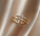 Double Cross Miniature Copper Inlaid Zircon Ring