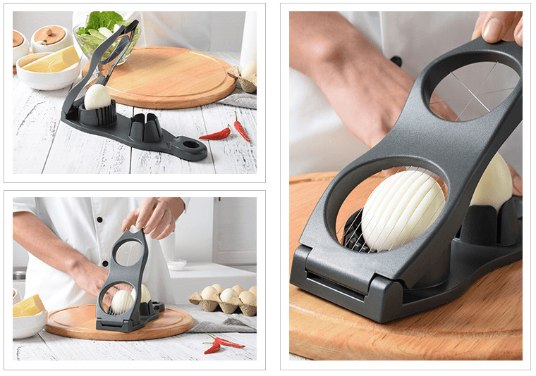 Double-head plastic two-in-one egg slicer