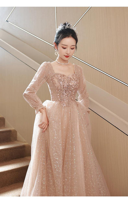 Elegant Women's Long Sleeve Mesh Evening Dress