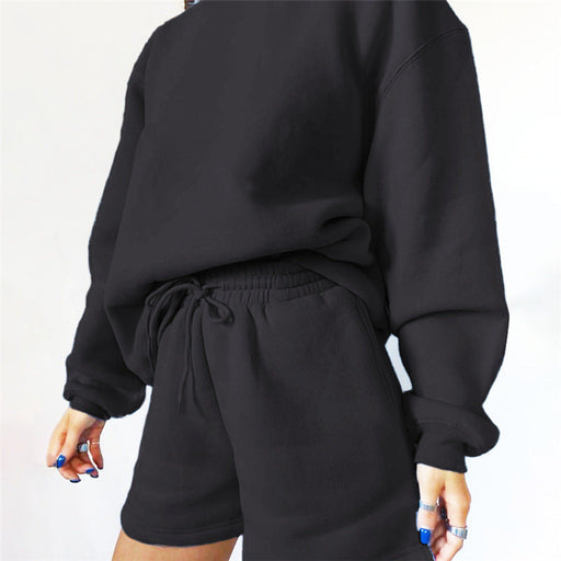 Embroidered Fleece Extra Thick Loose Matching Hoodie Set