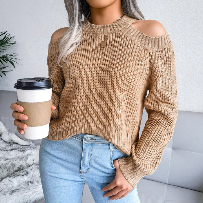 Europe And America Casual Off-the-shoulder Loose Knit Sweater