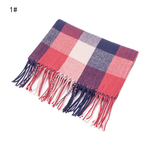 European And American Autumn And Winter Cashmere-like Red Plaid Double-sided Color Plaid Tassel Scarf Women Plus-sized Size Shawl