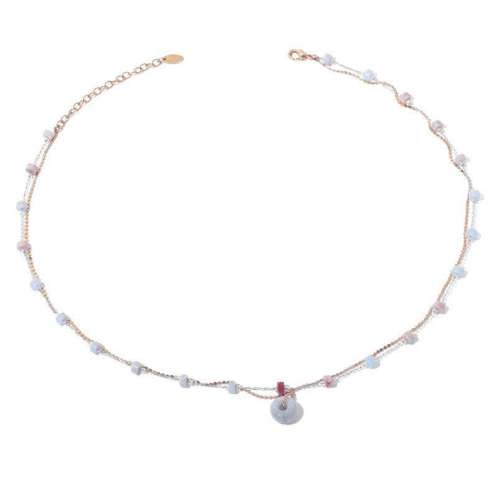 European And American Fashion Temperament Minority Natural Stone Mix Necklace