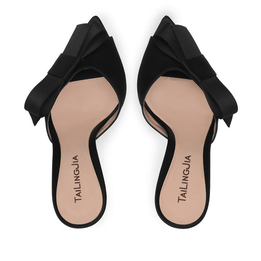 European And American Ladies Black Sardine Cloth Super High Heel
