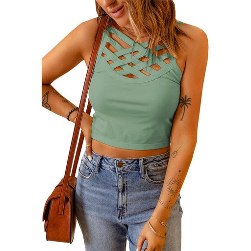 European And American Short Solid Color Camisole Vest Women's Inner And Outer Top