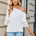 European And American Spring And Summer New Women's Fashion Casual Solid Color Metal Buckle Shoulder Top Women