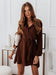 European And American Women's Button Lace-up Solid Color Dress