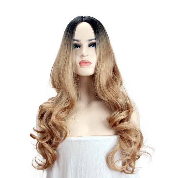 European And American Women's Wig Gradually Dyed In The Long Hair