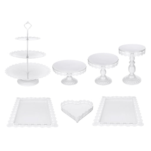 European Style Wrought Iron Cake Stand Set Wedding Dessert Stand Lace Props Plate