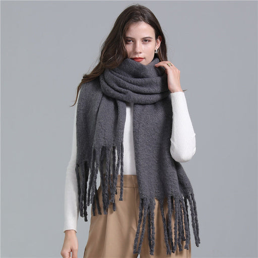 Extended Scarf Winter Cashmere-like Warm All-matching Solid Color Scarf