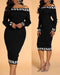 Fashion Casual Plain Stitching Printed One-shoulder Dress