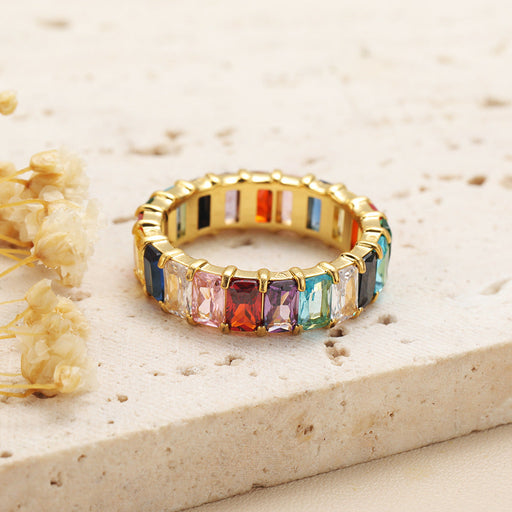 Fashion Diamond-studded Ring Jewelry Light Luxury Minority Colorful Crystals