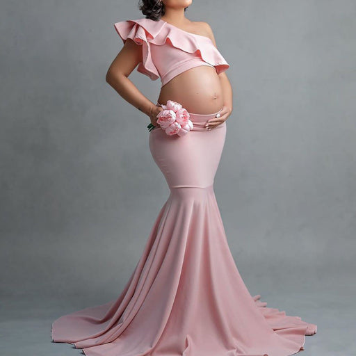 Fashion Sexy Slim Lace Strapless Sleeveless Long Dress For Pregnant Women