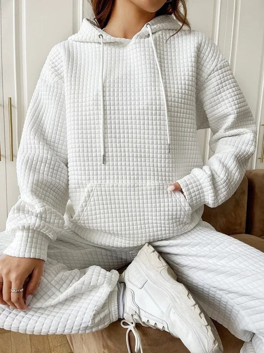 Fashion Waffle Hoodie Sweater Women's Sports Sweatshirt Casual Long Sleeve Tops Womens Clothing