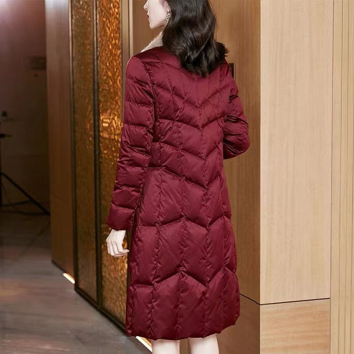 Fashion Warm Mink Fur Collar Thin And Thick Down Jacket Women