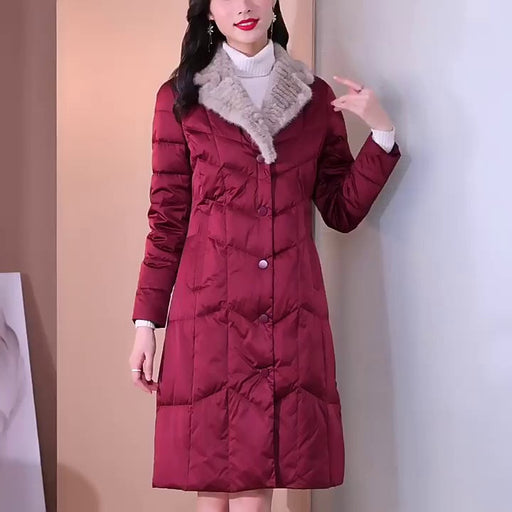 Fashion Warm Mink Fur Collar Thin And Thick Down Jacket Women