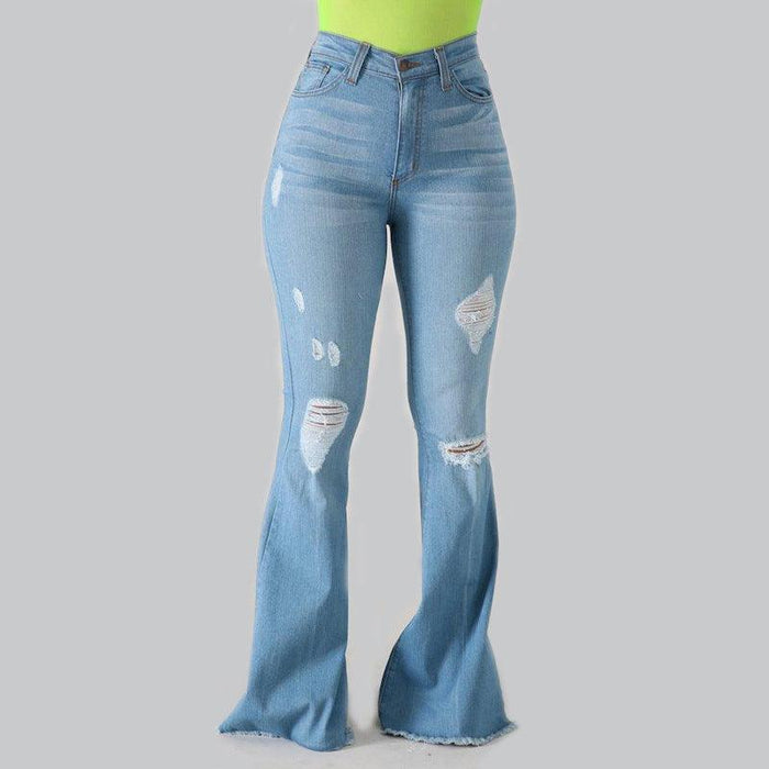 Fashion Women's Slim-fit Buttocks Ripped Jeans