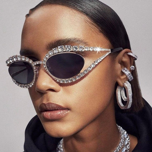 Fashionable Cat Eye Shaped Diamond Studded Sunglasses