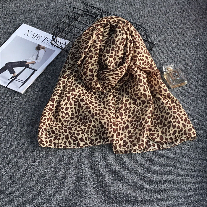 Female Fashion Simple Leopard Print Chiffon Scarf