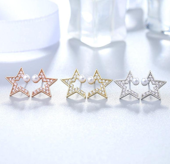 Five-pointed Star Opening 925 Sterling Silver Earrings