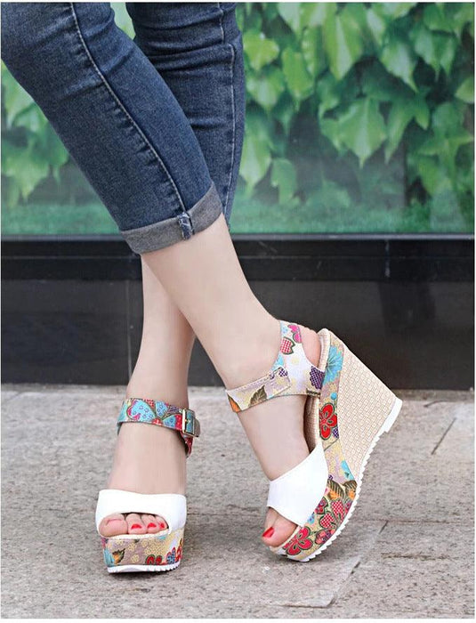 Floral high heel women sandals